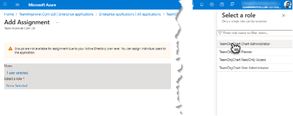 Assigning the chart administrator role